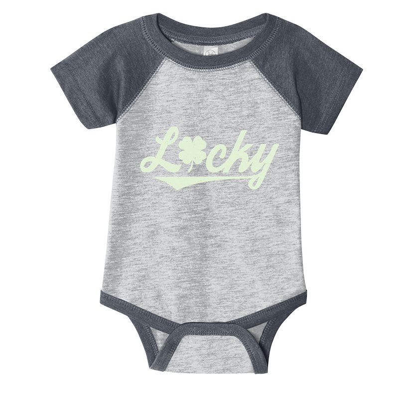Vintage Varsity Style St Patricks Day Lucky Logo Infant Baby Jersey Bodysuit