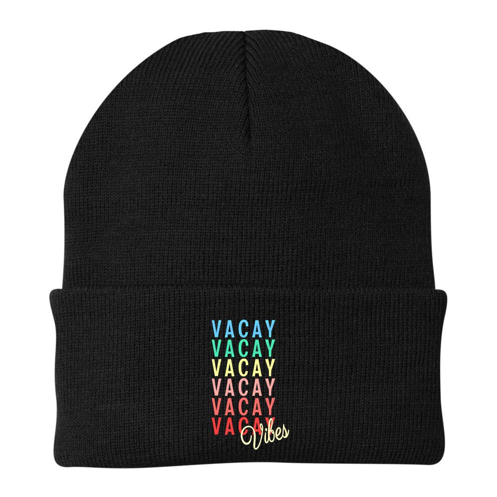 Vacay Vibes Summer Vacation Mode Travel Beach Surf Colorful Gift Beanie