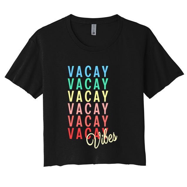 Vacay Vibes Summer Vacation Mode Travel Beach Surf Colorful Gift Crop Top