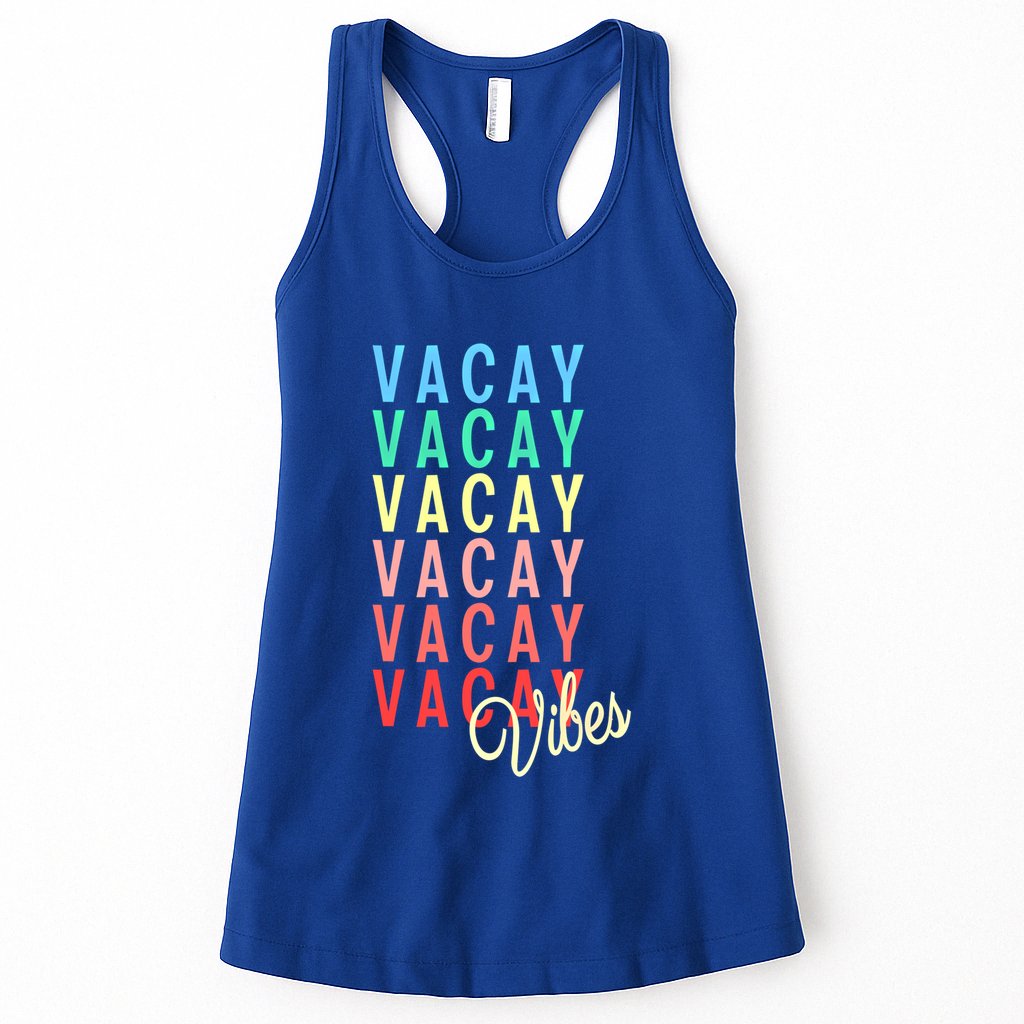 Vacay Vibes Summer Vacation Mode Travel Beach Surf Colorful Gift Womens Tank Top