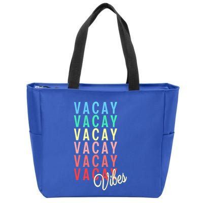 Vacay Vibes Summer Vacation Mode Travel Beach Surf Colorful Gift Zip Tote Bag