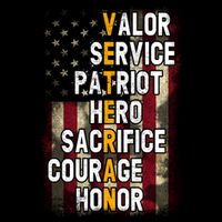 Veteran Valor Service Patriot Hero Sacrifice Courage Honor T-Shirt