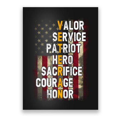 Veteran Valor Service Patriot Hero Sacrifice Courage Honor Poster