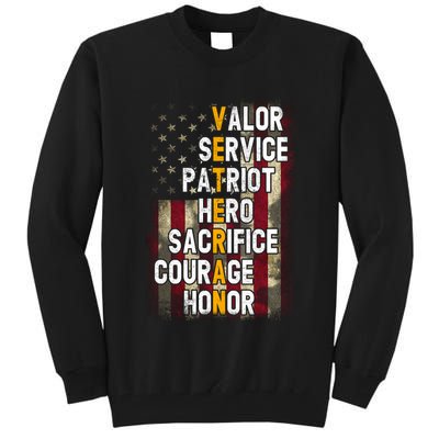 Veteran Valor Service Patriot Hero Sacrifice Courage Honor Tall Sweatshirt