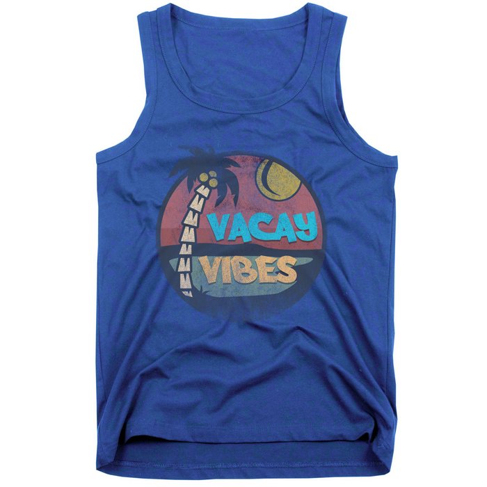 Vintage Vacay Summer Vacation Vibes Tee Beach Palms Cruise Gift Tank Top