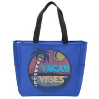 Vintage Vacay Summer Vacation Vibes Tee Beach Palms Cruise Gift Zip Tote Bag