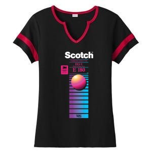 Vaporwave Vhs Scotch E180 Eg+ Ladies Halftime Notch Neck Tee