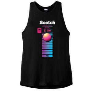 Vaporwave Vhs Scotch E180 Eg+ Ladies PosiCharge Tri-Blend Wicking Tank