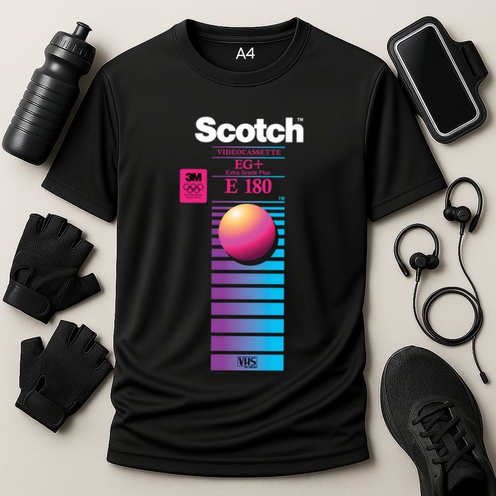 Vaporwave Vhs Scotch E180 Eg+ Cooling Performance Crew T-Shirt