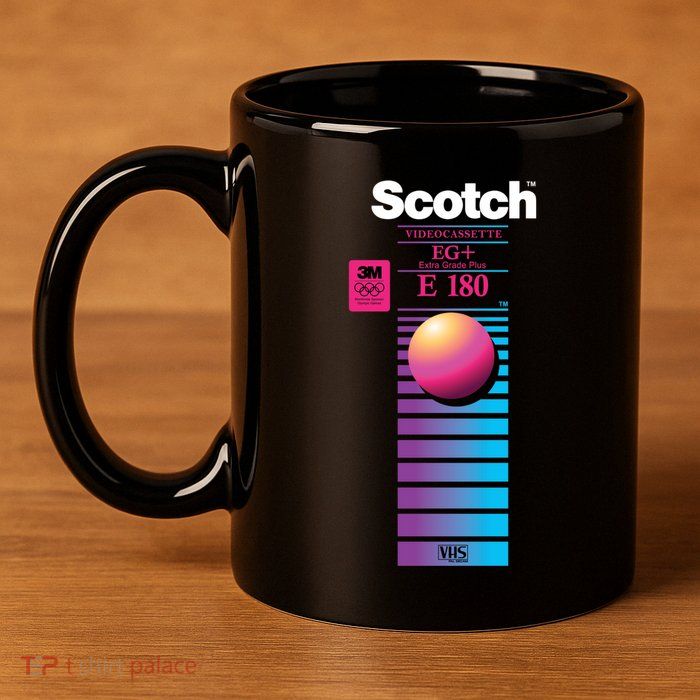 Vaporwave Vhs Scotch E180 Eg+ 11oz C Handle Ceramic Mug