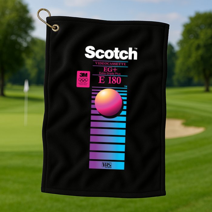 Vaporwave Vhs Scotch E180 Eg+ Golf Towel