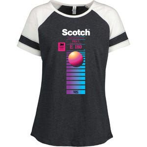 Vaporwave Vhs Scotch E180 Eg+ Enza Ladies Jersey Colorblock Tee