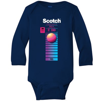 Vaporwave Vhs Scotch E180 Eg+ Baby Long Sleeve Bodysuit