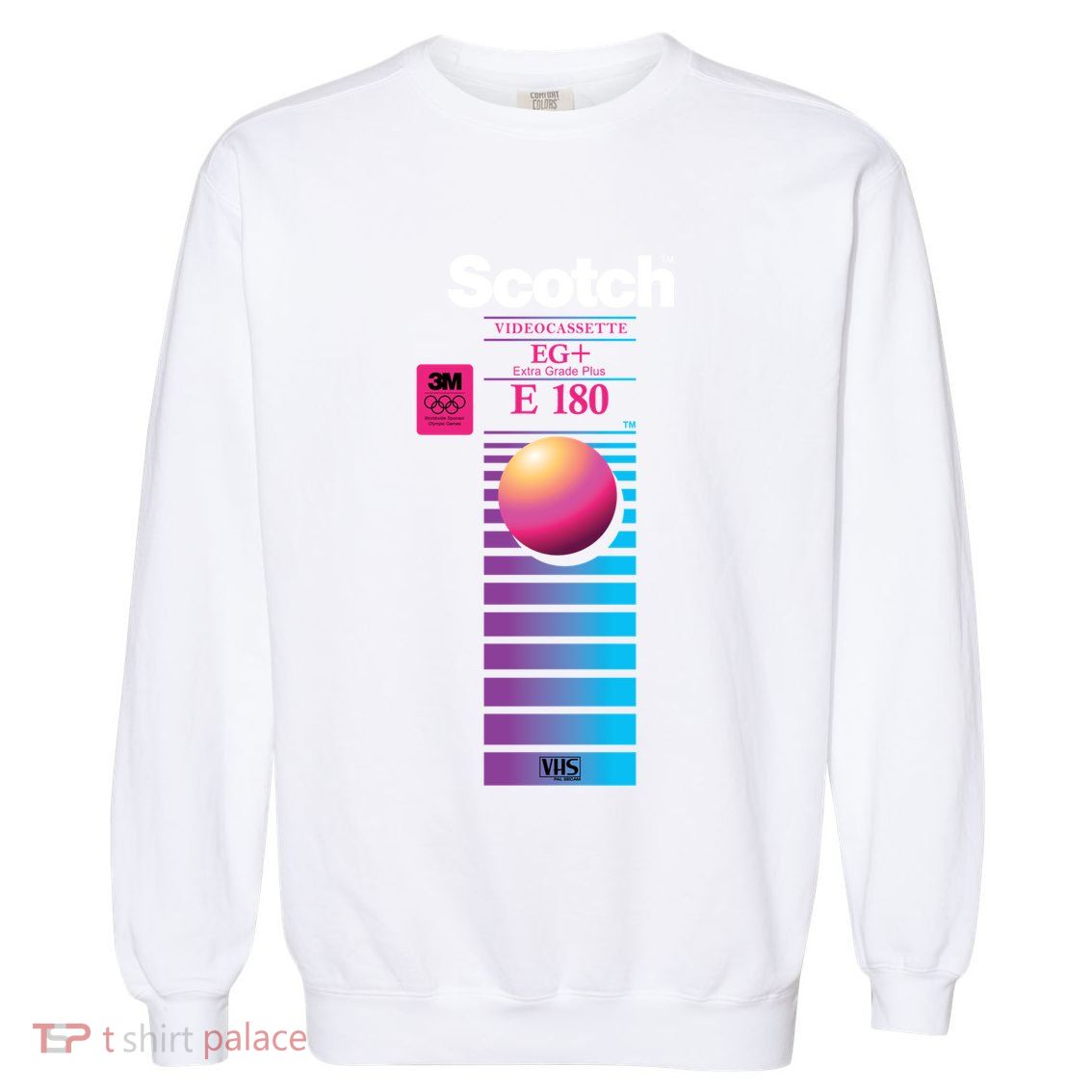 Vaporwave Vhs Scotch E180 Eg+ Garment-Dyed Sweatshirt