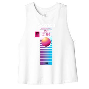 Vaporwave Vhs Scotch E180 Eg+ Women's Racerback Cropped Tank