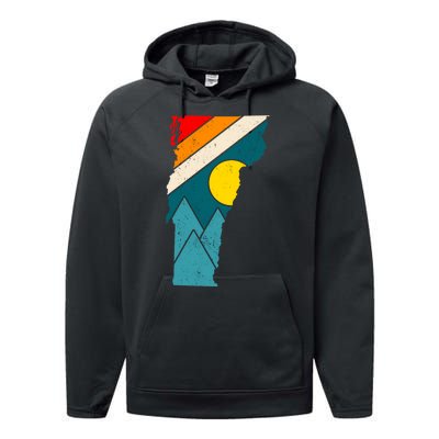 Vintage Vermont Sunset Performance Fleece Hoodie