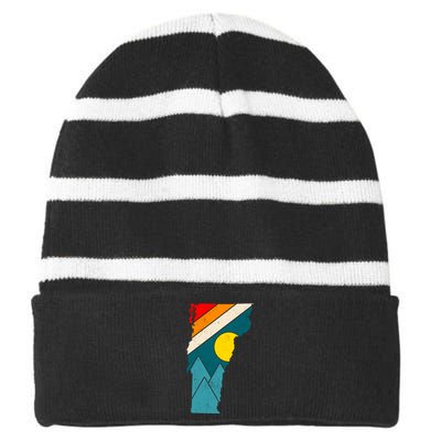 Vintage Vermont Sunset Striped Beanie with Solid Band