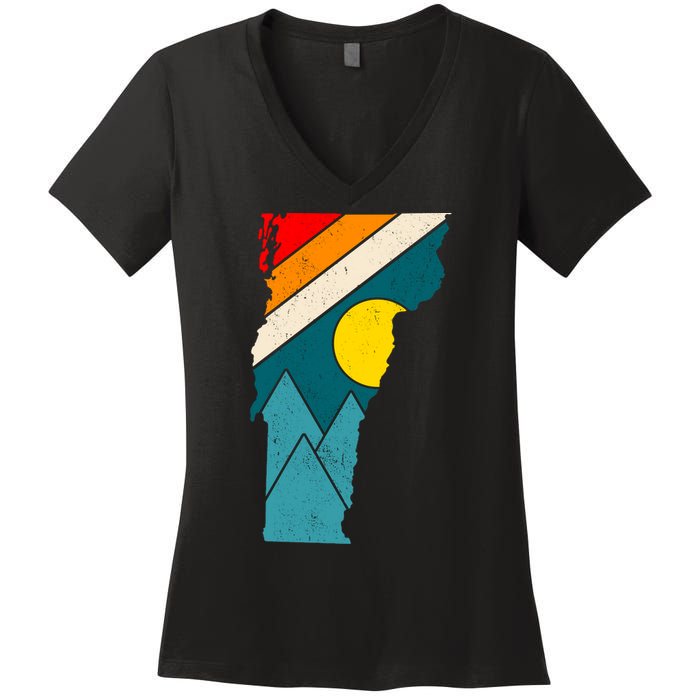 Vintage Vermont Sunset Women's V-Neck T-Shirt