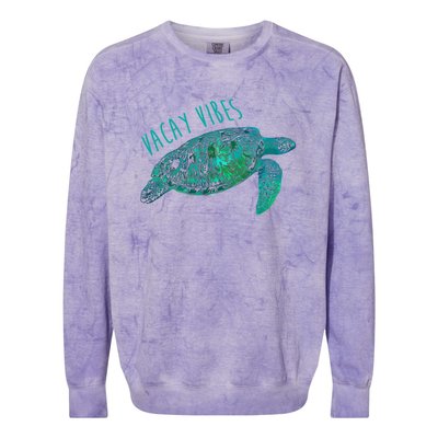 Vacay Vibes Sea Blue Tribal Turtle Funny Gift Colorblast Crewneck Sweatshirt