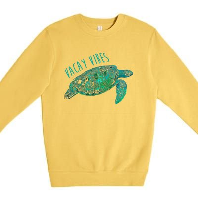 Vacay Vibes Sea Blue Tribal Turtle Funny Gift Premium Crewneck Sweatshirt