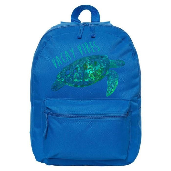 Vacay Vibes Sea Blue Tribal Turtle Funny Gift 16 in Basic Backpack