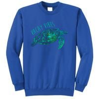 Vacay Vibes Sea Blue Tribal Turtle Funny Gift Tall Sweatshirt