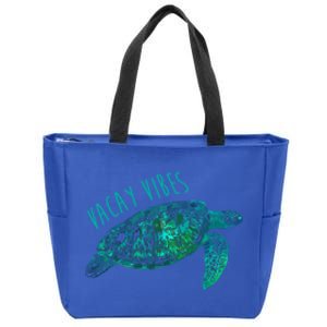 Vacay Vibes Sea Blue Tribal Turtle Funny Gift Zip Tote Bag