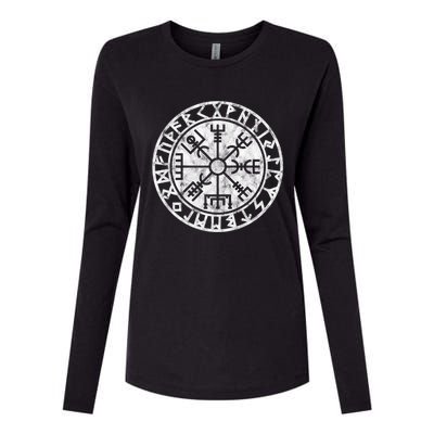 Vintage Vegvisir Symbol Futhark Runes Viking Compass Norse Protection Womens Cotton Relaxed Long Sleeve T-Shirt