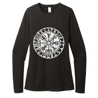 Vintage Vegvisir Symbol Futhark Runes Viking Compass Norse Protection Womens CVC Long Sleeve Shirt