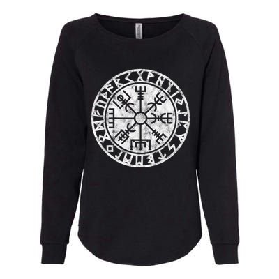 Vintage Vegvisir Symbol Futhark Runes Viking Compass Norse Protection Womens California Wash Sweatshirt