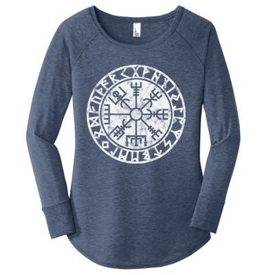 Vintage Vegvisir Symbol Futhark Runes Viking Compass Norse Protection Women's Perfect Tri Tunic Long Sleeve Shirt