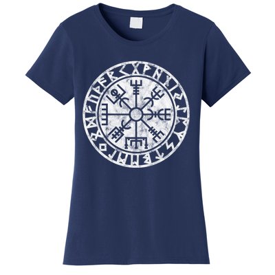 Vintage Vegvisir Symbol Futhark Runes Viking Compass Norse Protection Women's T-Shirt