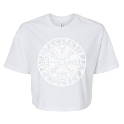 Vintage Vegvisir Symbol Futhark Runes Viking Compass Norse Protection Bella+Canvas Jersey Crop Tee