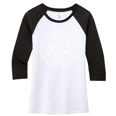 Vintage Vegvisir Symbol Futhark Runes Viking Compass Norse Protection Women's Tri-Blend 3/4-Sleeve Raglan Shirt