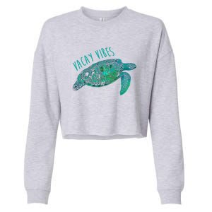 Vacay Vibes Sea Blue Tribal Turtle Gift Cropped Pullover Crew