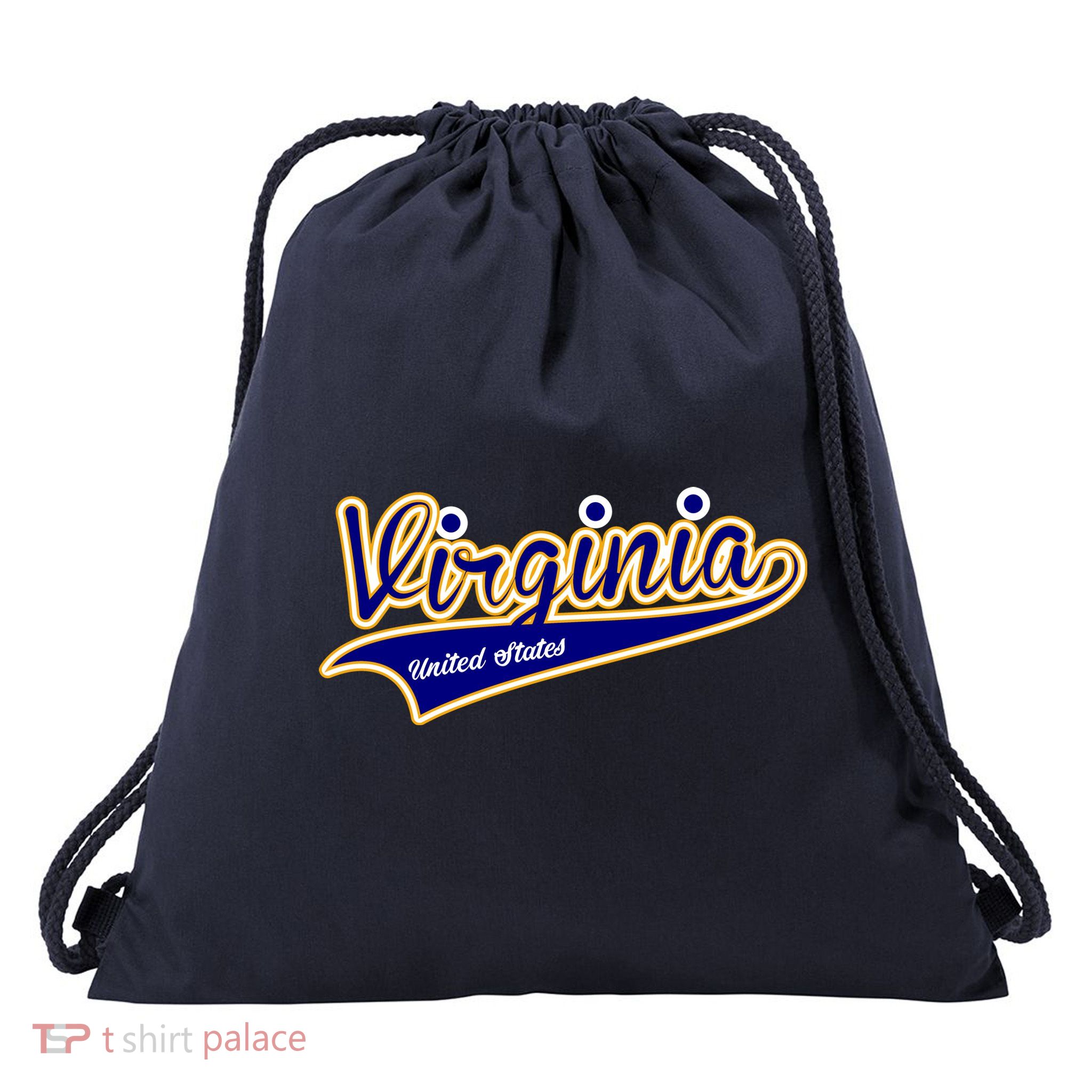 Virginia Varsity Style Drawstring Bag