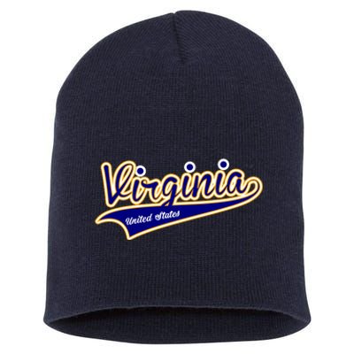 Virginia Varsity Style Short Acrylic Beanie