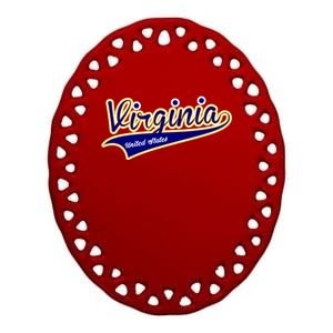 Virginia Varsity Style Ceramic Oval Ornament