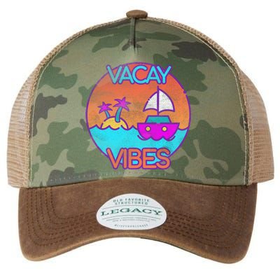 Vintage Vacay Summer Beach Palms Cruise Vacation Vibes Tee Great Gift Legacy Tie Dye Trucker Hat