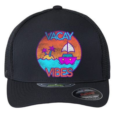 Vintage Vacay Summer Beach Palms Cruise Vacation Vibes Tee Great Gift Flexfit Unipanel Trucker Cap