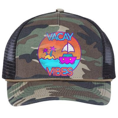 Vintage Vacay Summer Beach Palms Cruise Vacation Vibes Tee Great Gift Retro Rope Trucker Hat Cap