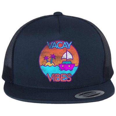 Vintage Vacay Summer Beach Palms Cruise Vacation Vibes Tee Great Gift Flat Bill Trucker Hat