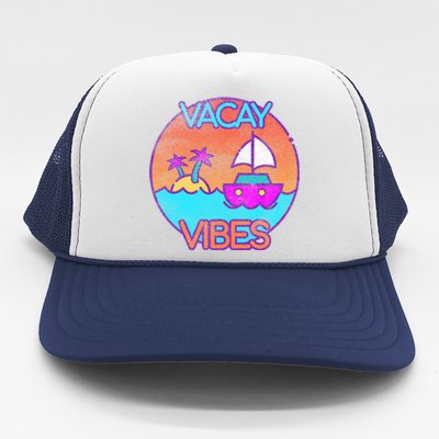 Vintage Vacay Summer Beach Palms Cruise Vacation Vibes Tee Great Gift Trucker Hat