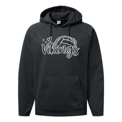 Volleyball Vikings School Sports Fan Team Spirit Performance Fleece Hoodie