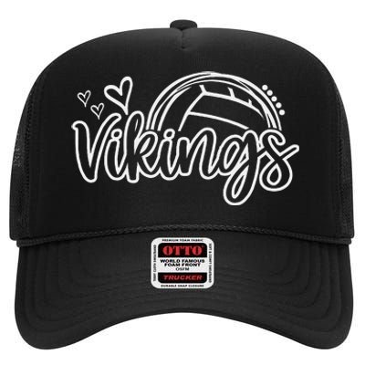 Volleyball Vikings School Sports Fan Team Spirit High Crown Mesh Back Trucker Hat