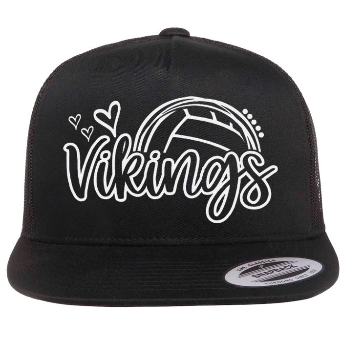 Volleyball Vikings School Sports Fan Team Spirit Flat Bill Trucker Hat