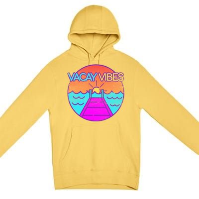 Vintage Vacay Summer Vacation Vibes Tee Beach Palms Cruise Great Gift Premium Pullover Hoodie