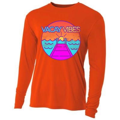 Vintage Vacay Summer Vacation Vibes Tee Beach Palms Cruise Great Gift Cooling Performance Long Sleeve Crew