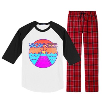 Vintage Vacay Summer Vacation Vibes Tee Beach Palms Cruise Great Gift Raglan Sleeve Pajama Set