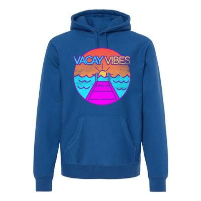 Vintage Vacay Summer Vacation Vibes Tee Beach Palms Cruise Great Gift Premium Hoodie